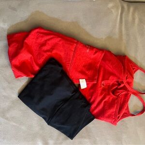 Beyond Yoga Red and Black Women's Top